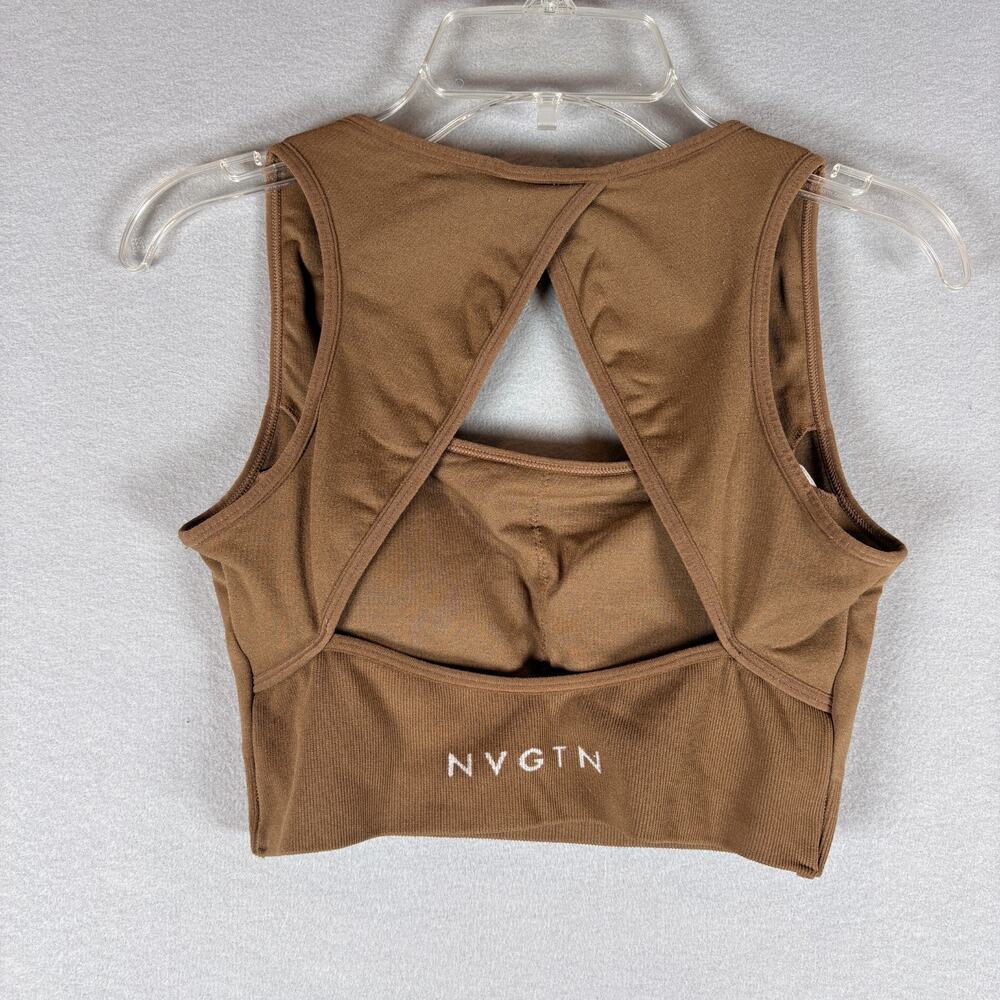 NVGTN Women's Small Brown Cutout Back Crop Tank Top Seamless